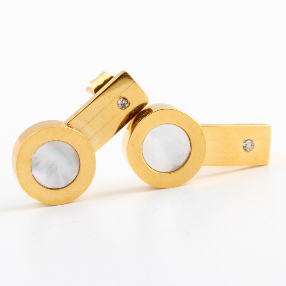 Shell Gold-Plated 316L Stainless Steel Necklace & Stud Earrings Jewelry Set-Jewelry Sets-Innovato Design-Innovato Design