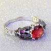 Black Skull and Red Crystal Punk Wedding Ring-Rings-Innovato Design-5-Innovato Design
