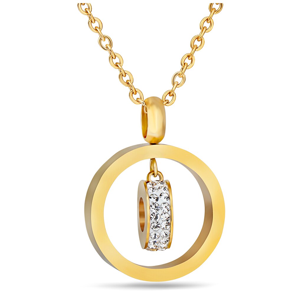 Gold-Plated or Platinum-Plated Cubic Zirconia 316L Stainless Steel Necklace & Earrings Jewelry Set-Jewelry Sets-Innovato Design-Gold-Innovato Design