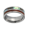 8mm Abalone Shell and Koa Wood Inlay Tungsten Wedding Ring