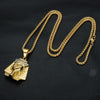 Cubic Zirconia Studded Ancient Egypt Pharaoh Bead Chain Stainless Steel Hip-hop Pendant Necklace