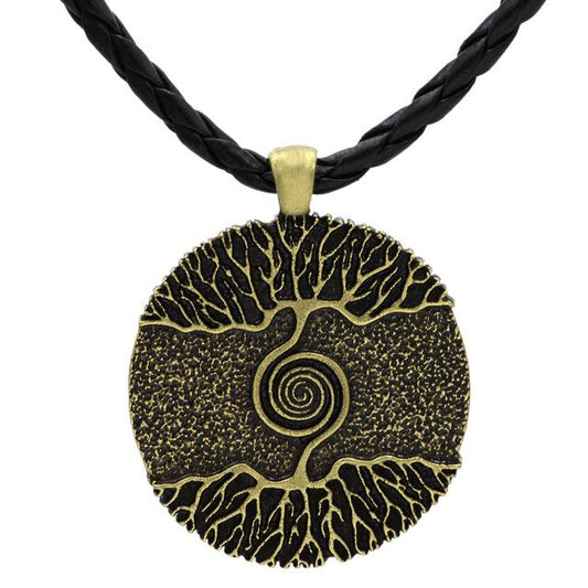 Celtic's Tree of Life Amulet Pendant Chain Necklace-Necklaces-Innovato Design-Bronze-Leather-Innovato Design