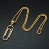 Rhinestone-Studded Gold-Plated Paperclip Bling Stainless Steel Hip-hop Pendant Necklace