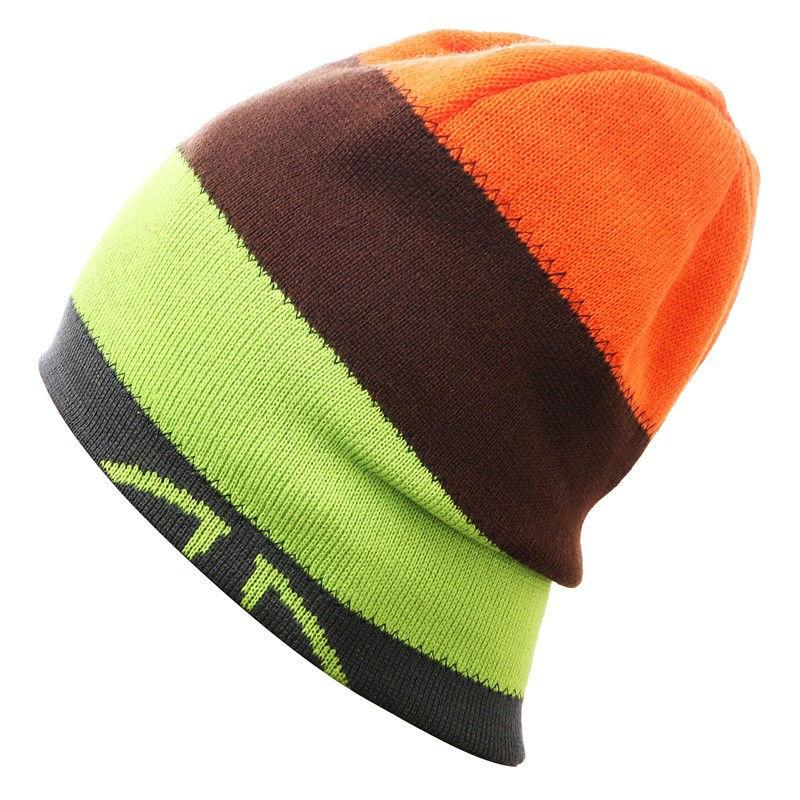 Multicolored Big Striped Knit Hat, Skull Cap or Beanie-Hats-Innovato Design-Green-Innovato Design