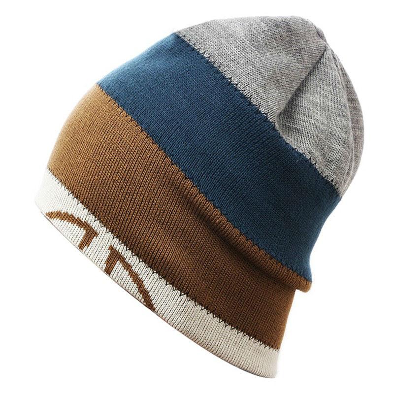 Multicolored Big Striped Knit Hat, Skull Cap or Beanie-Hats-Innovato Design-Coffee-Innovato Design