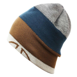 Multicolored Big Striped Knit Hat, Skull Cap or Beanie-Hats-Innovato Design-Coffee-Innovato Design