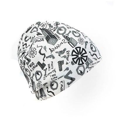 Hip-hop Knit Hat, Skullie or Beanie with Stickers and Patch-Hats-Innovato Design-White Black-Innovato Design