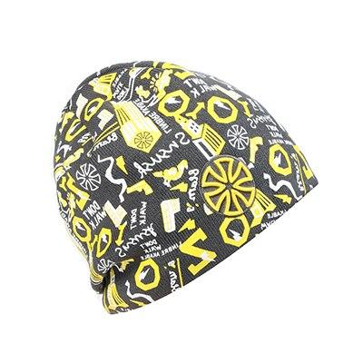 Hip-hop Knit Hat, Skullie or Beanie with Stickers and Patch-Hats-Innovato Design-Yellow Black-Innovato Design