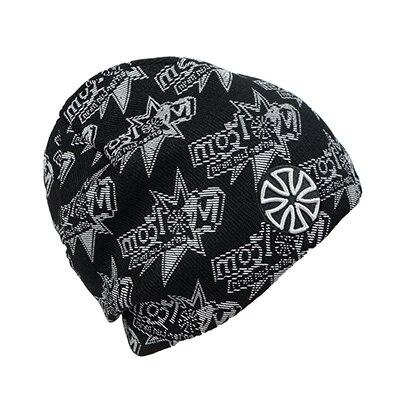 Hip-hop Knit Hat, Skullie or Beanie with Stickers and Patch-Hats-Innovato Design-Black White-Innovato Design