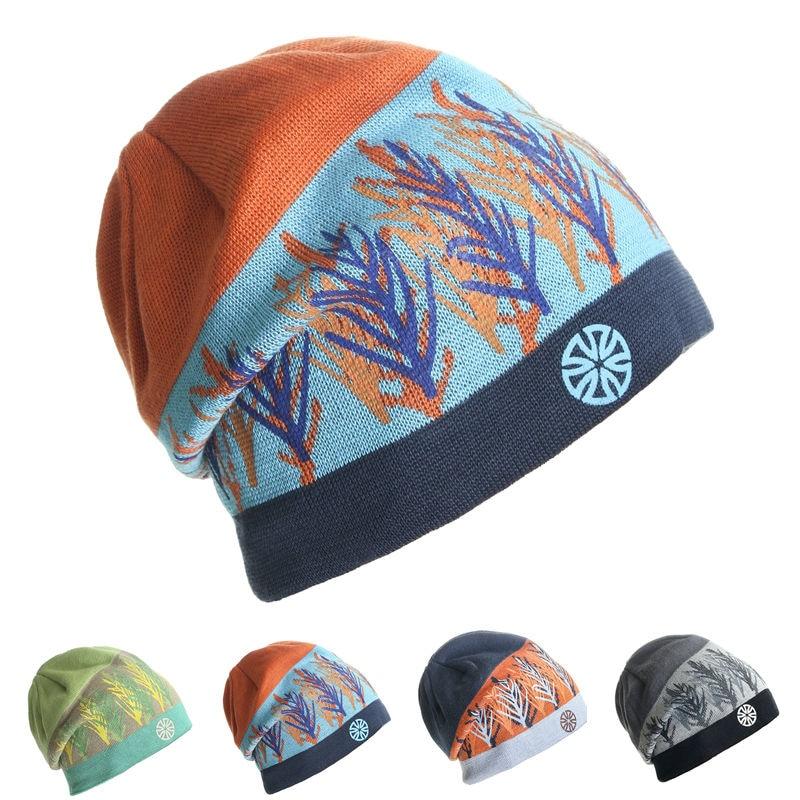 Multicolored Geometric Pattern Knit Hat, Skull Cap or Beanie-Hats-Innovato Design-Green-Innovato Design