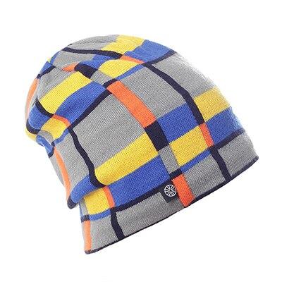 Geometric Patterns Plaid Knit Hat, Skull Cap or Beanie-Hats-Innovato Design-Orange-Innovato Design