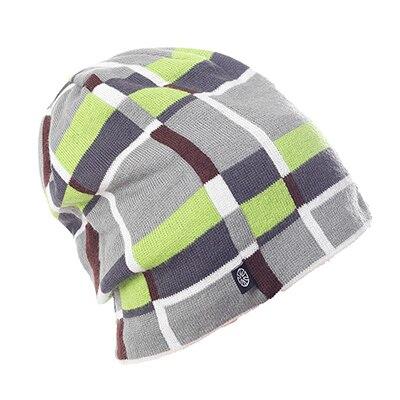 Geometric Patterns Plaid Knit Hat, Skull Cap or Beanie-Hats-Innovato Design-Green Gray-Innovato Design