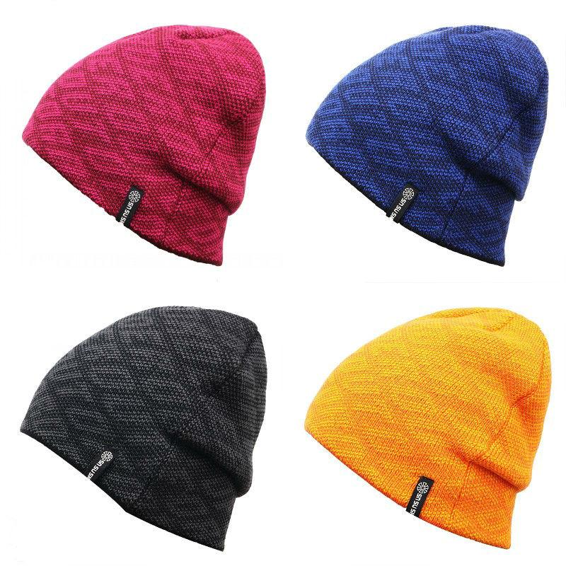 Solid Color Text-printed Knit Hat, Skull Cap or Beanie-Hats-Innovato Design-Orange-Innovato Design