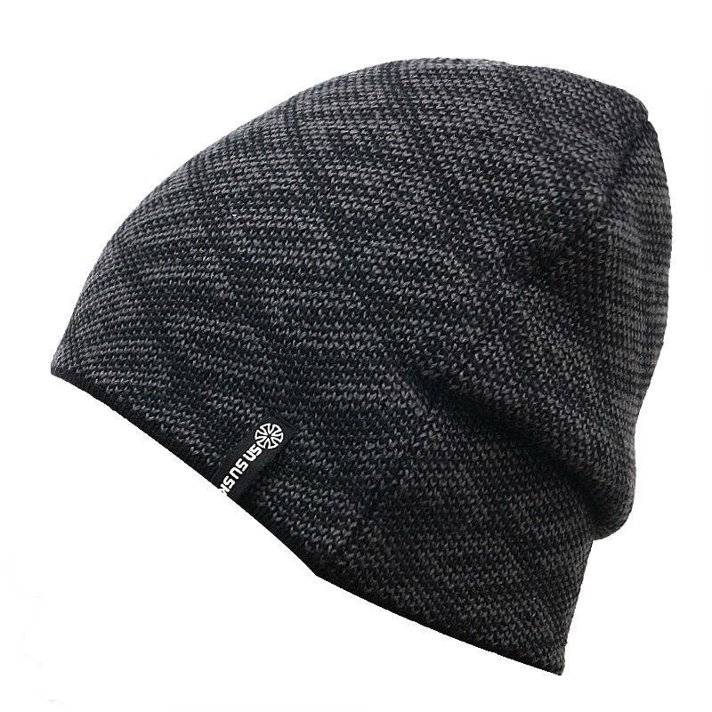 Solid Color Text-printed Knit Hat, Skull Cap or Beanie-Hats-Innovato Design-Black-Innovato Design