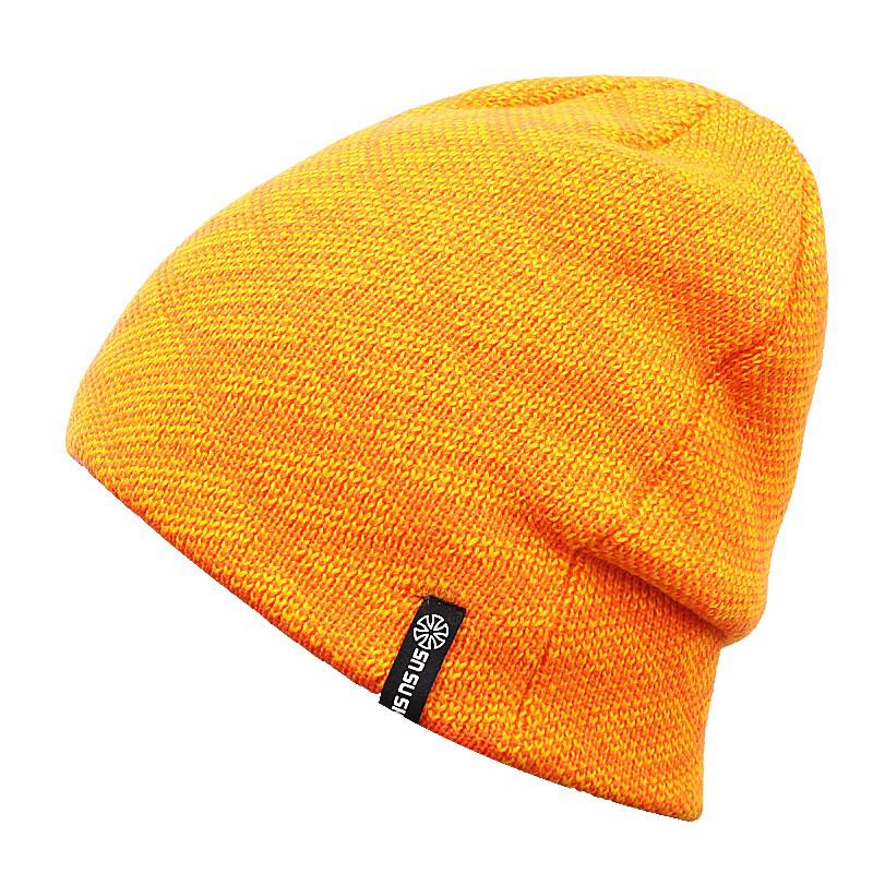 Solid Color Text-printed Knit Hat, Skull Cap or Beanie-Hats-Innovato Design-Orange-Innovato Design