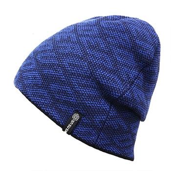 Solid Color Text-printed Knit Hat, Skull Cap or Beanie-Hats-Innovato Design-Blue-Innovato Design