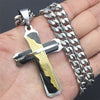 Three Tone Black, Silver and Gold Stainless Steel Lord's Prayer Necklace-Necklaces-Innovato Design-Innovato Design