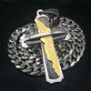 Three Tone Black, Silver and Gold Stainless Steel Lord's Prayer Necklace