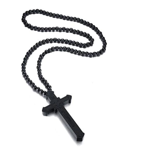 Wood cross Necklace, Catholic Pendant