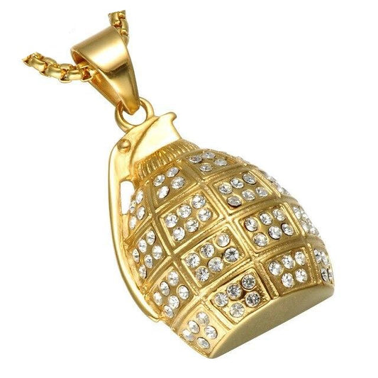 Hand Grenade Bling Stainless Steel Hip-hop Pendant Necklace-Necklaces-Innovato Design-Innovato Design