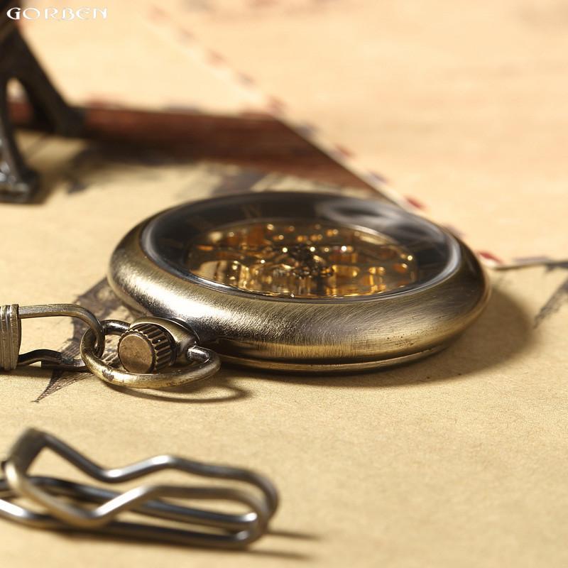 Bronze Pocket Watch with Open Face and Clear Gear Skeleton-Pocket Watch-Innovato Design-Innovato Design