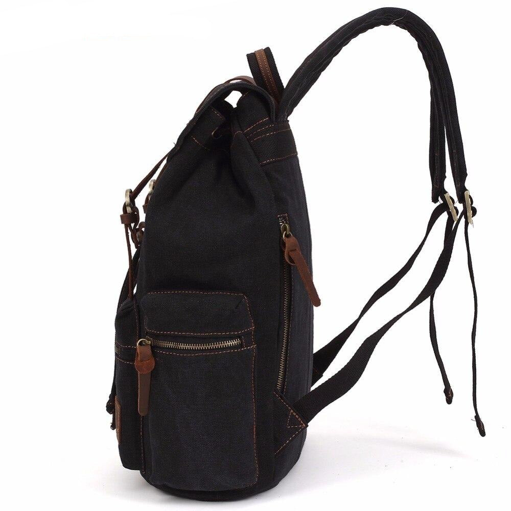 Vintage Canvas Leather 17.7 Litre Backpack with Drawstring-Canvas and Leather Backpack-Innovato Design-Innovato Design