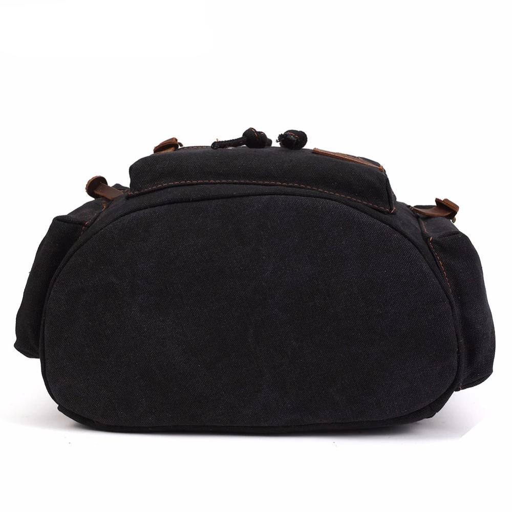 Vintage Canvas Leather 17.7 Litre Backpack with Drawstring-Canvas and Leather Backpack-Innovato Design-Innovato Design