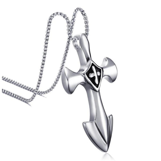 Stainless Steel Sword Blade Cross Pendant with Chain Necklace-Necklaces-Innovato Design-Innovato Design