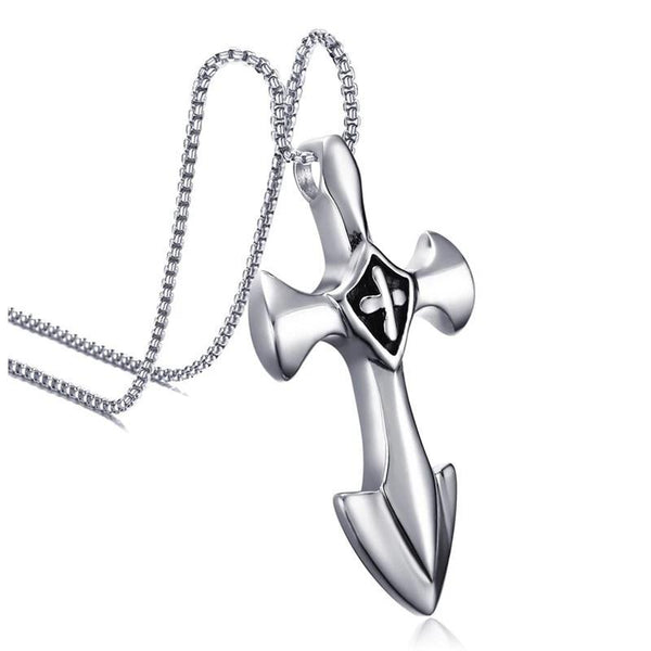 Stainless Steel Sword Blade Cross Pendant with Chain Necklace - InnovatoDesign