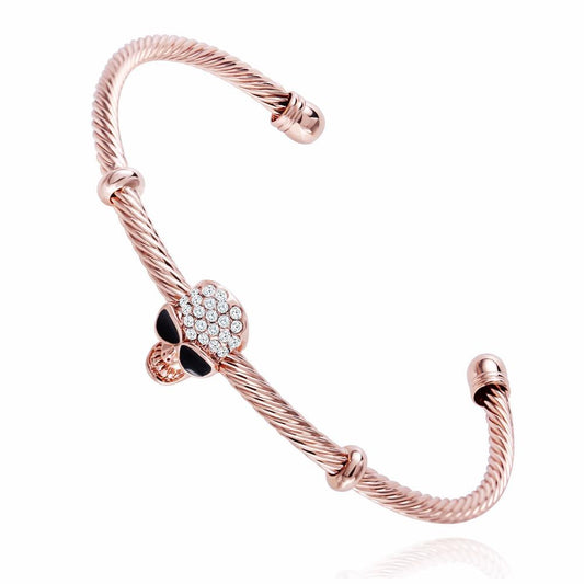 Rosegold Stainless Steel Skull with Cubic Zirconia Bracelet-Skull Bracelet-Innovato Design-Innovato Design