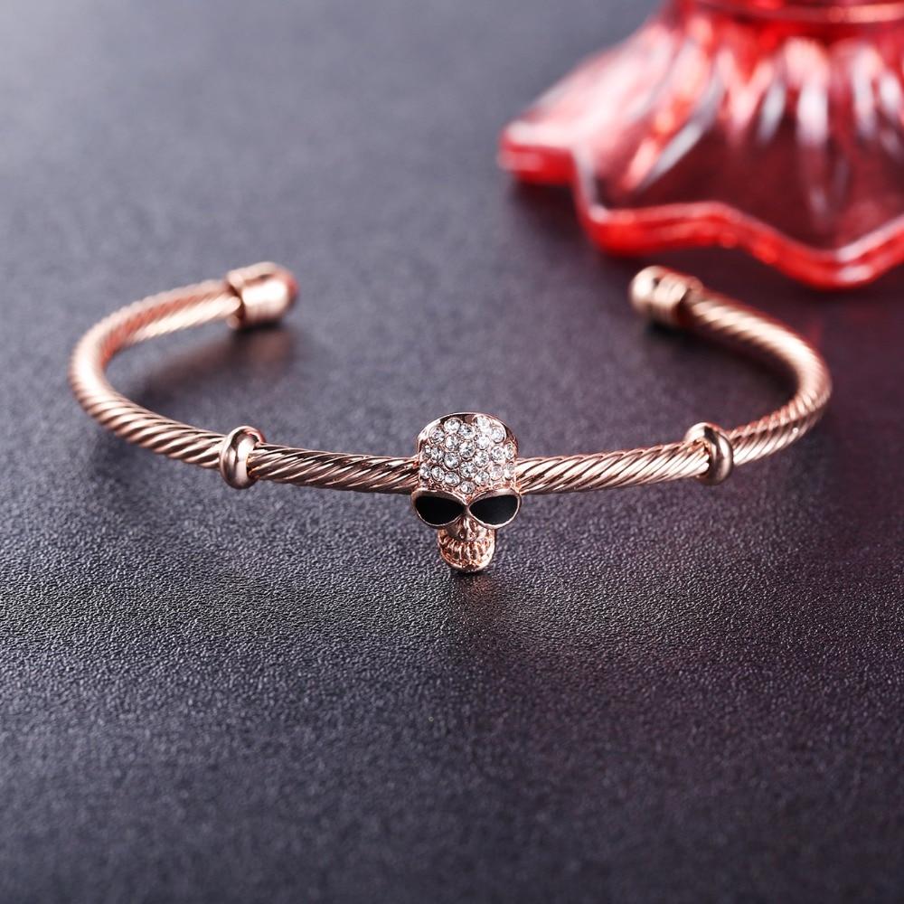 Rosegold Stainless Steel Skull with Cubic Zirconia Bracelet-Skull Bracelet-Innovato Design-Innovato Design