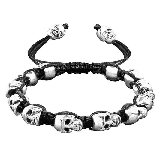 Handmade Skull Beaded Rope Bohemian Bracelet-Skull Bracelet-Innovato Design-Black-Innovato Design