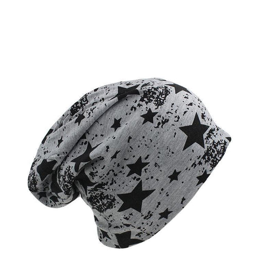 Hip-hop Geometric Star Print Knit Hat, Beanie or Skullie-Hats-Innovato Design-Black-Innovato Design
