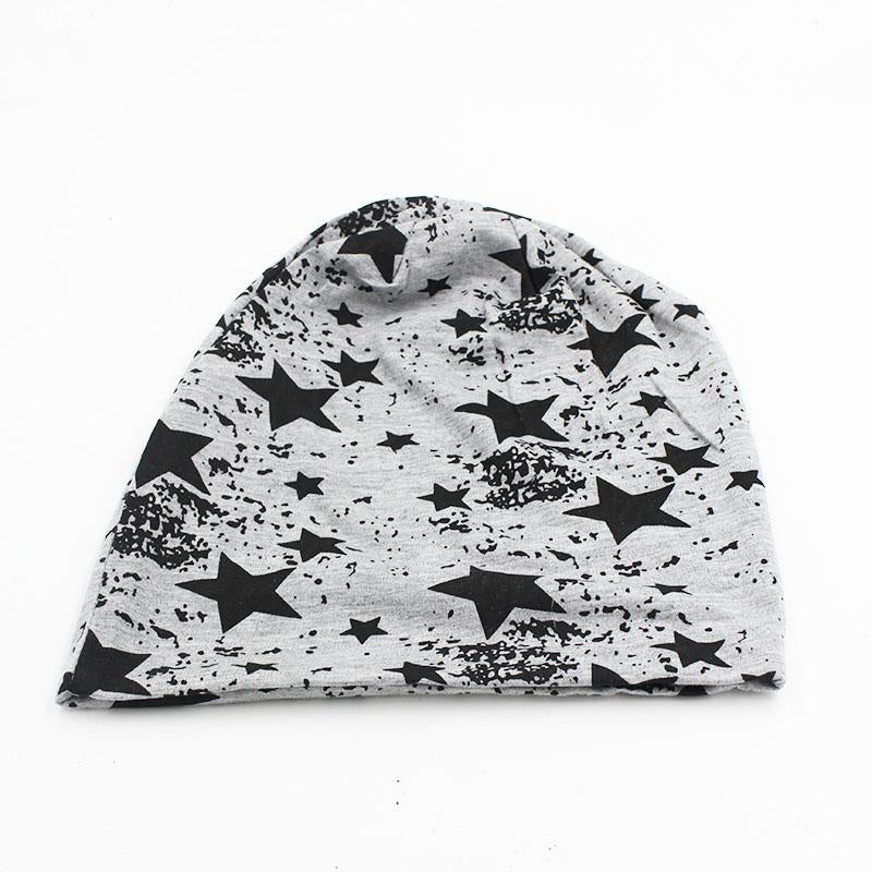Hip-hop Geometric Star Print Knit Hat, Beanie or Skullie-Hats-Innovato Design-Black-Innovato Design