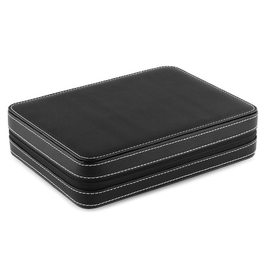 Black Leather Watch and Jewelry Zippered Display Storage Box-Watch Box-Innovato Design-Innovato Design