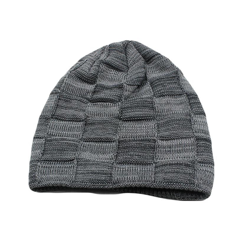 Plaid Thick Wool Beanie, Skullie or Knit Hat-Hats-Innovato Design-Gray-Innovato Design