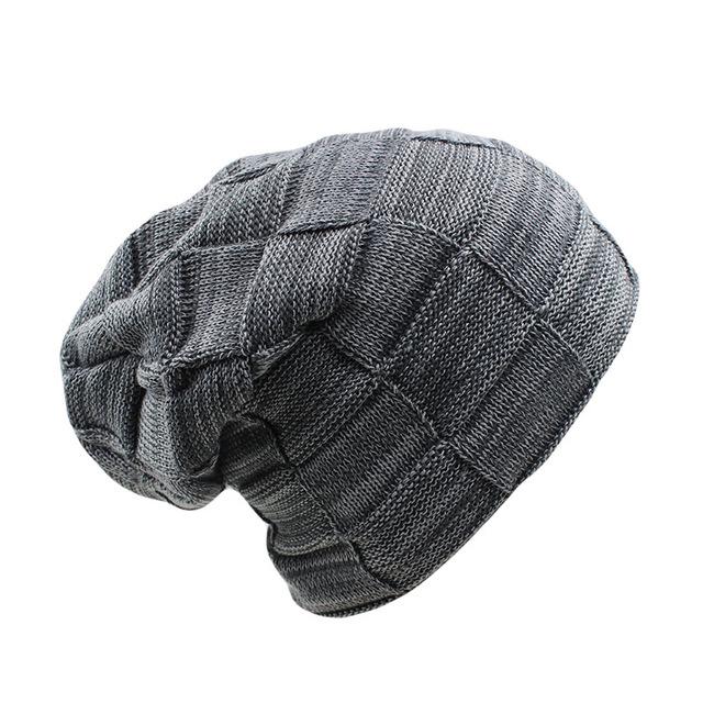 Plaid Thick Wool Beanie, Skullie or Knit Hat-Hats-Innovato Design-Gray-Innovato Design