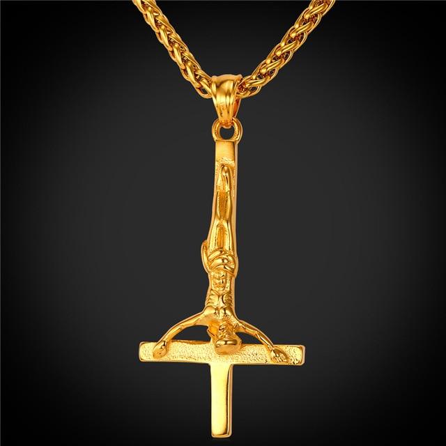 Upside Down/ Inverted of St. Peter Cross Pendant Necklace-Necklaces-Innovato Design-Silver-Innovato Design