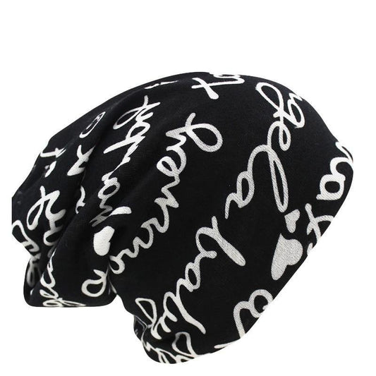 Scribbled Letters Style Cotton Knit Hat, Beanie, Scarf or Skullie-Hats-Innovato Design-White-Innovato Design