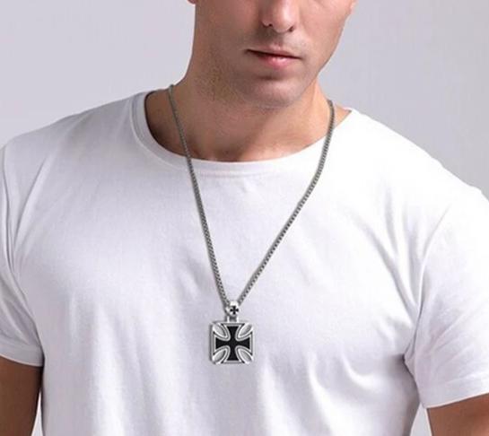 Maltese Iron Cross Pendant Necklace-Necklaces-Innovato Design-Silver-24"-Innovato Design