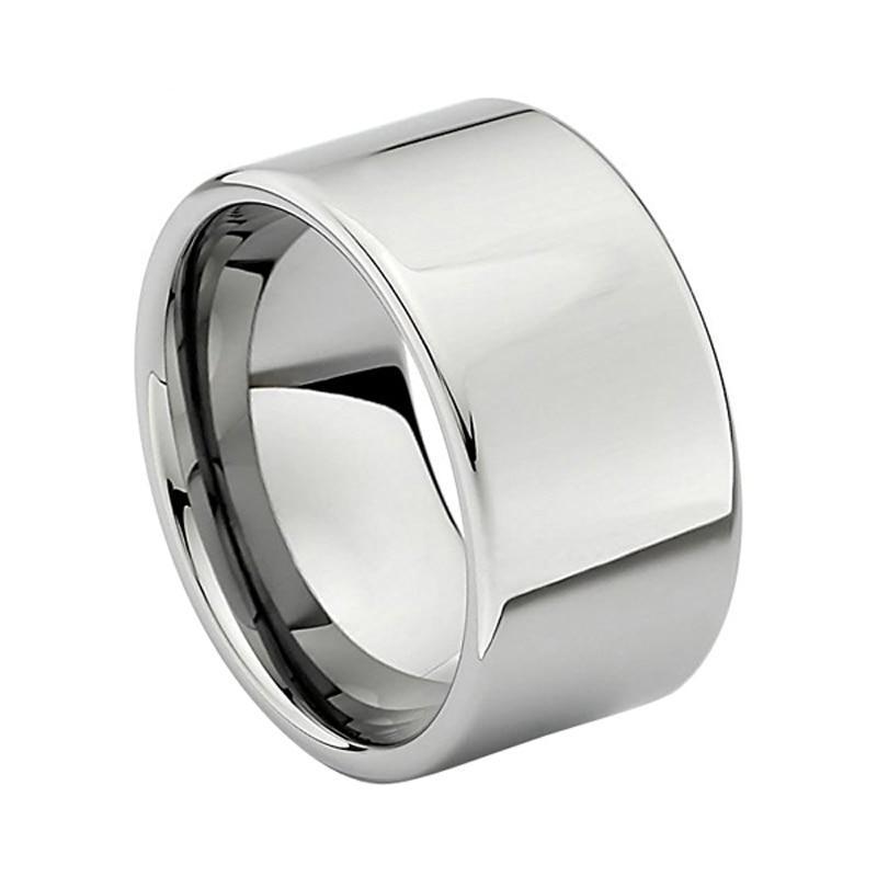 12mm Large Men Silver-Plated Tungsten Wedding Band-Rings-Innovato Design-5-Innovato Design