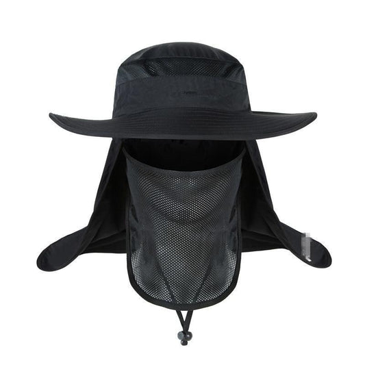 Wide Brim Waterproof and Windproof UV Protection Bucket Flap Hat with Rope-Hats-Innovato Design-Black-Innovato Design