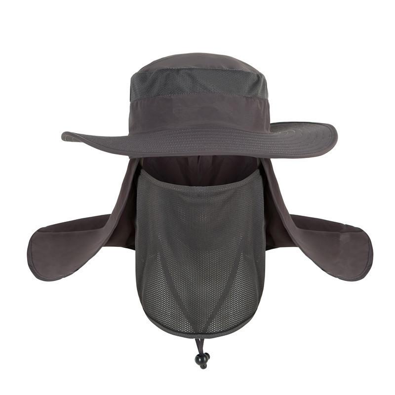 Wide Brim Waterproof and Windproof UV Protection Bucket Flap Hat with Rope-Hats-Innovato Design-Black-Innovato Design