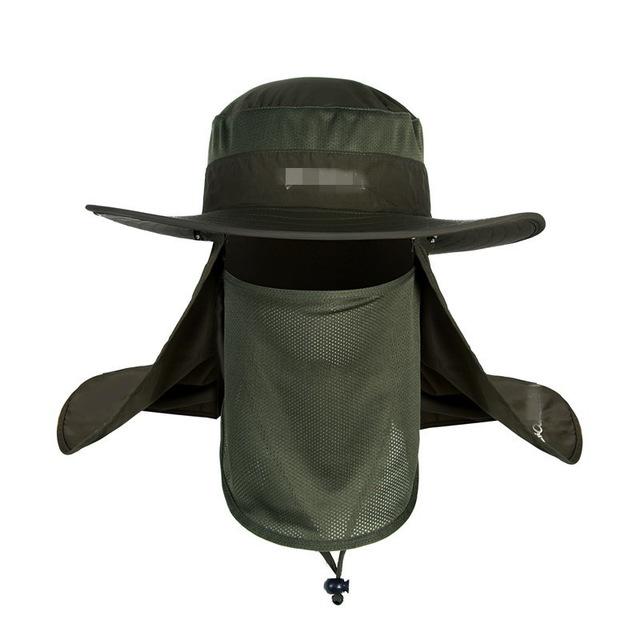 Wide Brim Waterproof and Windproof UV Protection Bucket Flap Hat with Rope-Hats-Innovato Design-Green-Innovato Design