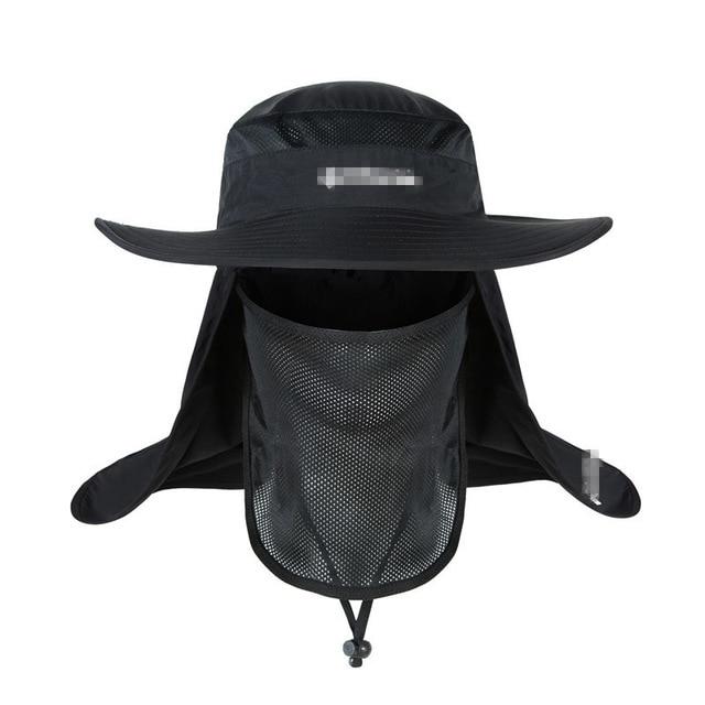 Wide Brim Waterproof and Windproof UV Protection Bucket Flap Hat with Rope-Hats-Innovato Design-Black-Innovato Design