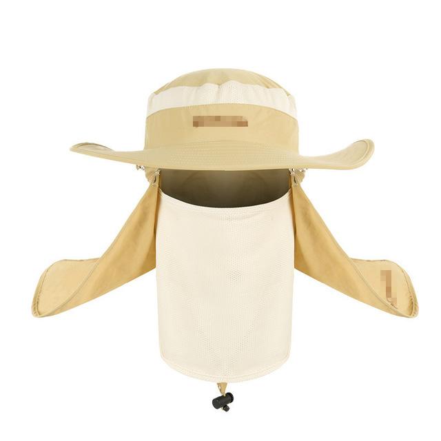 Wide Brim Waterproof and Windproof UV Protection Bucket Flap Hat with Rope-Hats-Innovato Design-Khaki-Innovato Design