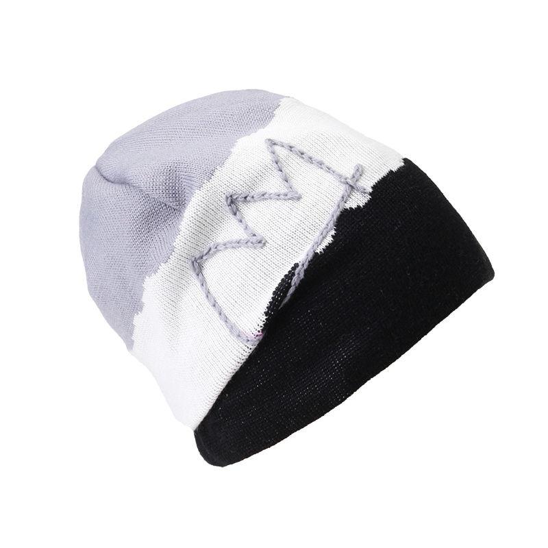 Scribbles Embroidered Striped Knit Hat, Skull Cap or Beanie-Hats-Innovato Design-Blue-Innovato Design