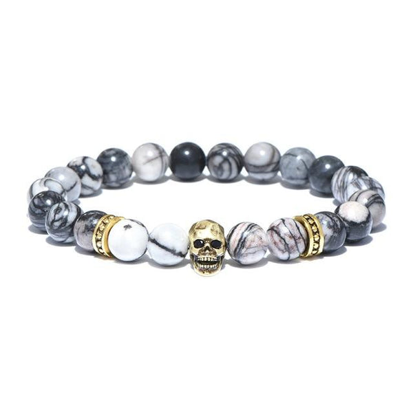 Natural Stone Beads Antique Skull Bracelet - InnovatoDesign