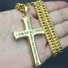 Men's Gold/Silver Stainless Steel Cross Pendant Necklace with Bible Verse-Necklaces-Innovato Design-Gold-24inch-Innovato Design