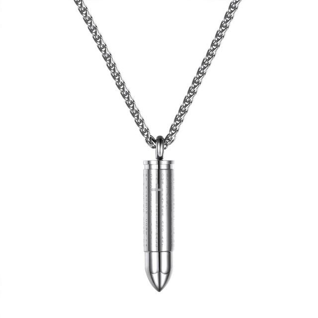 Stainless Steel Two-tone Bullet Pendant Necklace-Necklaces-Innovato Design-Silver-Innovato Design